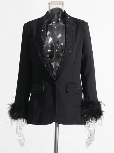 Nissa- Langarm Patchwork Blazer mit Rauten-Muster