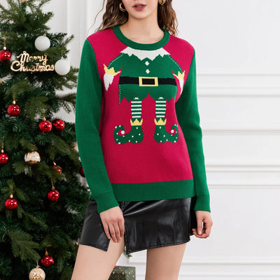 Araceli- Weihnachtspullover mit Beinprint - Stilvoller Weihnachts-Look
