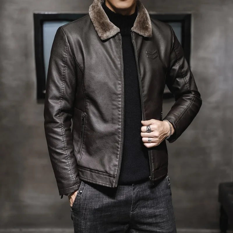Nakoa- Herren Lederjacke mit Reverskragen