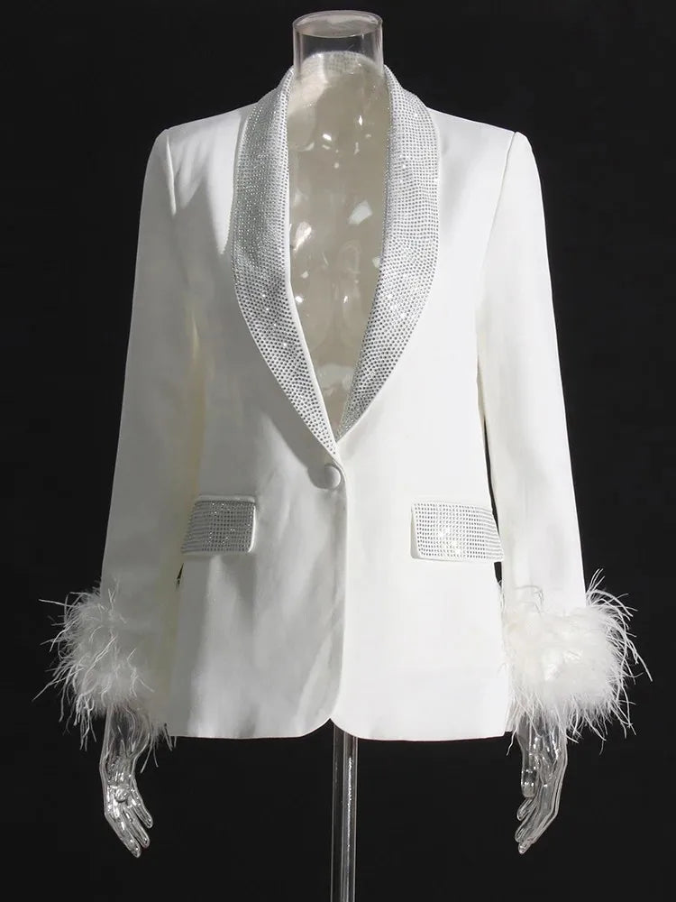 Nissa- Langarm Patchwork Blazer mit Rauten-Muster