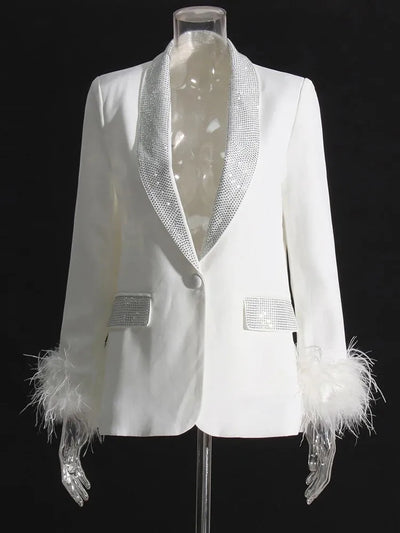 Nissa- Langarm Patchwork Blazer mit Rauten-Muster