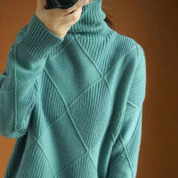 Lea | Damen Casual Gestrickt Pullover mit Kragen in Grün