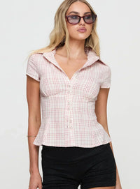 Anna | Damen Fitted Bluse Figurbetont Elegant Business Modern Feminin in Rosa