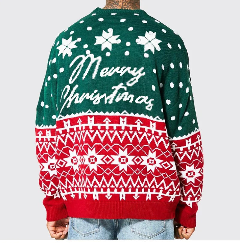 Harold - Warmer Strickpullover mit Lockerer Passform und Weihnachtsmuster für Männer