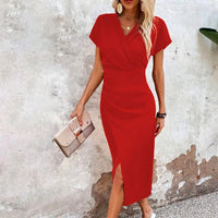 Margaux | Damen Festliches Midikleid Hochzeitsgast Elegant Feminin in Rot