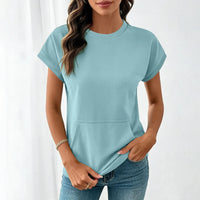 Elara™ T-Shirt Mit Leichtem Fall und Minimalistischem Design in Blau