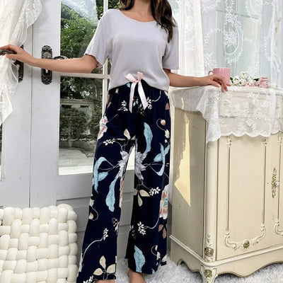 Embe- Sommer Lounge-Set mit Kurzem Oberteil und Langer Hose für Damen
