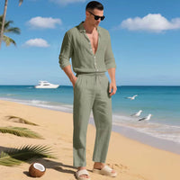 Malibu-Set™ aus Baumwoll-Leinen mit Raffiniertem Design in Hellgrün