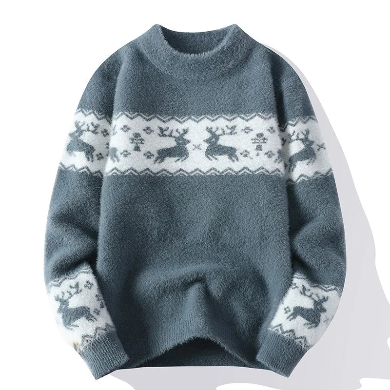 Reiner - Warmer Strickpullover mit Weihnachtshirsch-Aufdruck für Männer