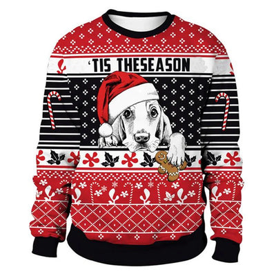 Dietmar - Warmer Pullover mit Rundhalsausschnitt und 3D-Weihnachtsaufdrucken für Männer und Frauen