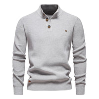 Konrad | Stilvoller Herrenpullover mit Knopfdesign in Lichtgrau