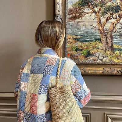 Harpij | Gewatteertes Patchwork-Jacke mit Blumen- und Gingham-Prints