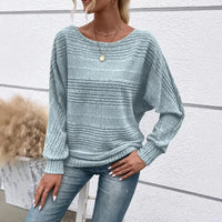 Mirevna™ Strickpullover Mit Strukturierter Optik und Femininem Ausschnitt in Hellblau