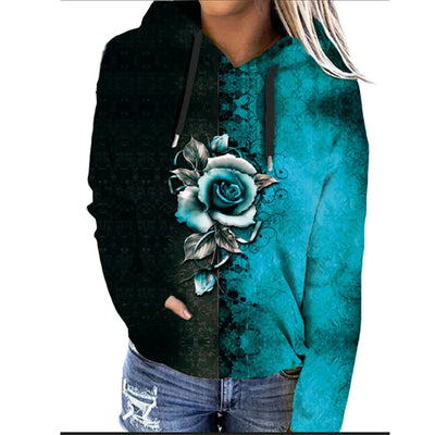 Oversize-Hoodie mit Blumenmuster für Damen | Ideal für den Winter