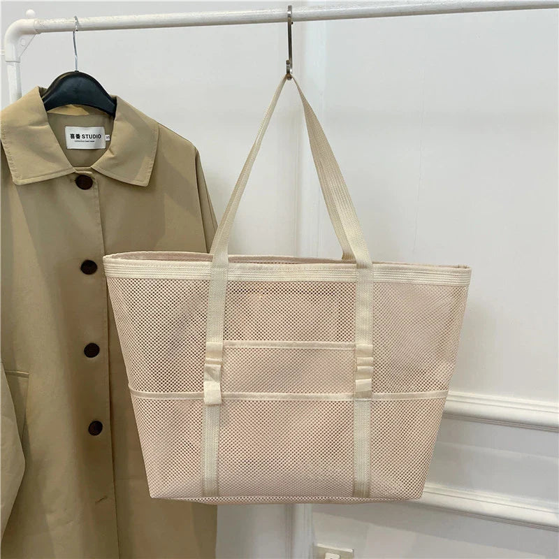 Mira | Große Strandtasche aus leichtem Mesh für Strand und Reisen