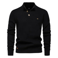 Konrad | Stilvoller Herrenpullover mit Knopfdesign in Schwarz