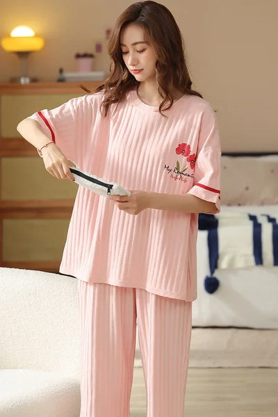 Guinevere- Gemütliches O-Neck Top und Pyjama für Damen