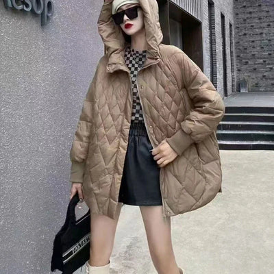 Gertrud- Warme Lässige Daunenjacke mit Kapuze