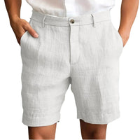 Calen | Herren Leinen Shorts Schmal Sommer Komfort Casual Leicht in Weiß