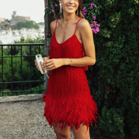 Samba | Damen Cocktailkleid Stilvoll Festlich Elegant Modern Party in Rot