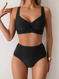 Greta | Hoch tailliertes Sommer-Bikiniset in Schwarz