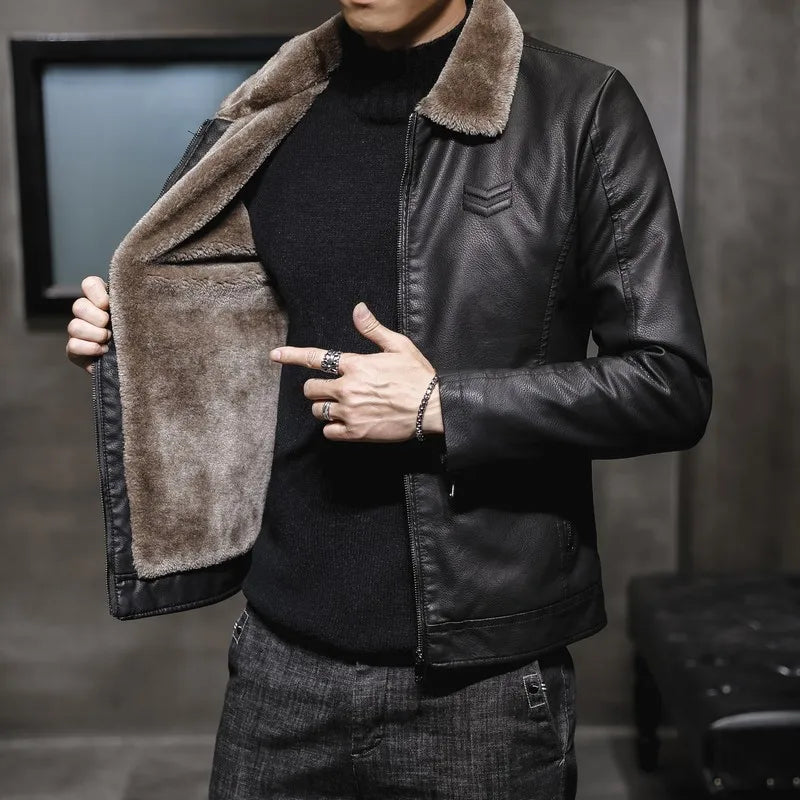 Nakoa- Herren Lederjacke mit Reverskragen