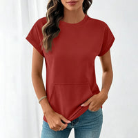 Elara™ T-Shirt Mit Leichtem Fall und Minimalistischem Design in Rot