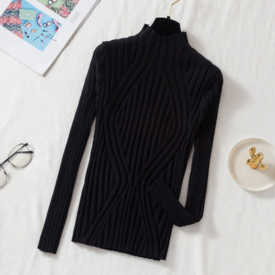 Vintage-Strickpullover mit halbem Rollkragen und langen Ärmeln für Damen |  Ideal für den Winter