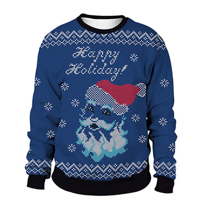 Dietmar - Warmer Pullover mit Rundhalsausschnitt und 3D-Weihnachtsaufdrucken für Männer und Frauen