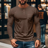 Northline™ Langarmshirt Mit Henley-Kragen und Figurbetonter Passform in Braun