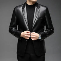 Mikkel™ Lederjacke im Blazer-Stil aus Premium-Leder mit minimalistischem Design in Schwarz