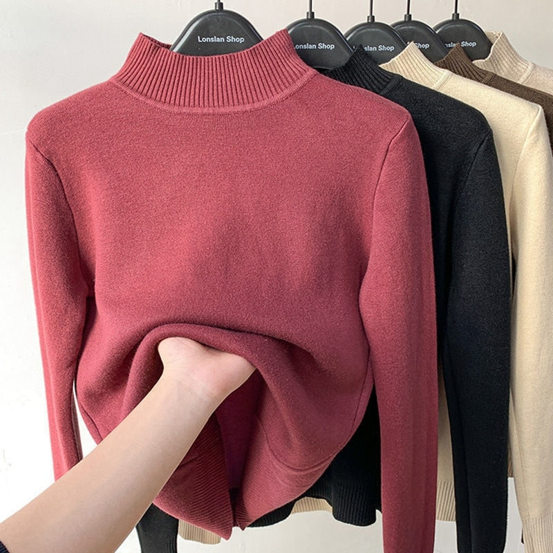 Eleganter Rollkragen-Strickpullover mit langen Ärmeln für Damen | Ideal für den Winter