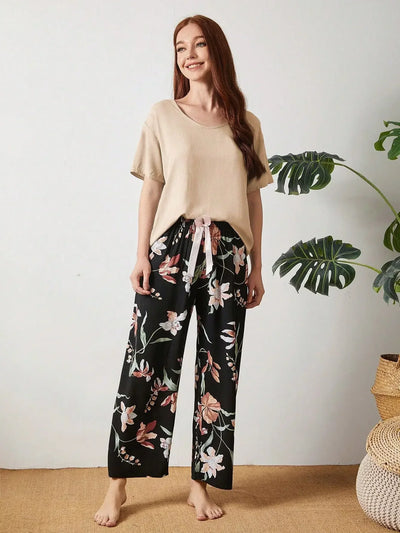 Embe- Sommer Lounge-Set mit Kurzem Oberteil und Langer Hose für Damen
