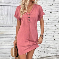 Audrey™ Kleid mit Lässiger Passform und V-Ausschnitt in Rosa