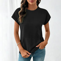 Elara™ T-Shirt Mit Leichtem Fall und Minimalistischem Design in Schwarz