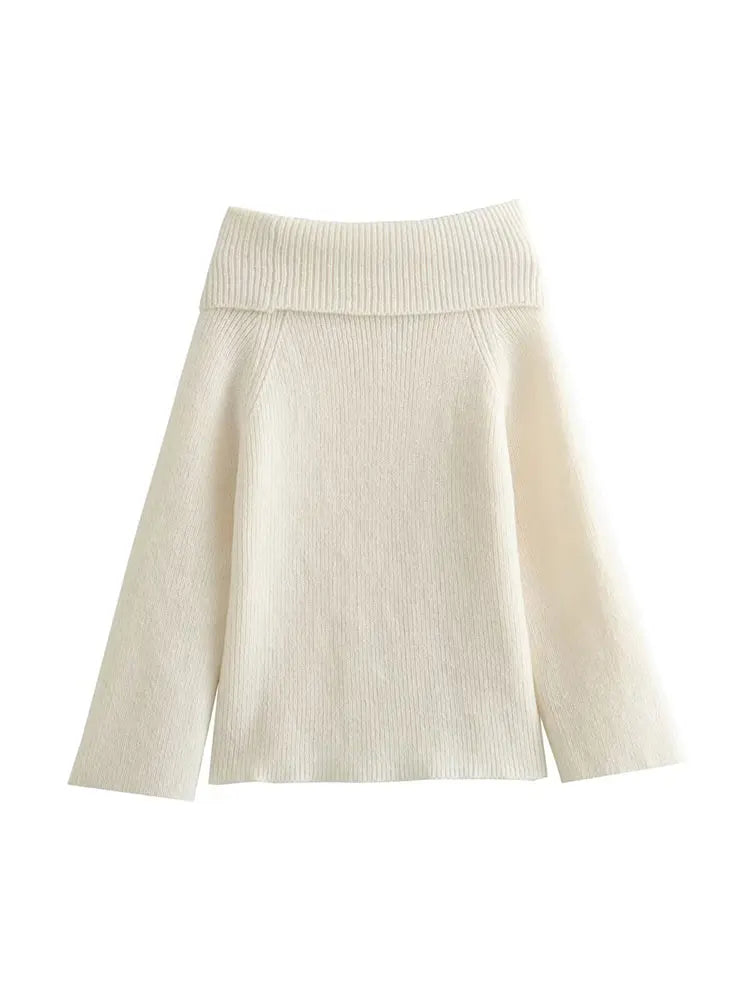 Maibritt - Gestrickter Schulterfreier Pullover mit Schlitzausschnitt für Frauen