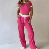 Liz™ Set aus Hochwertigem Rippstrick und Figurbetontem Cropped Top in Rosa