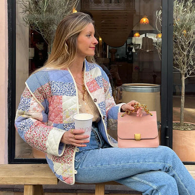 Harpij | Gewatteertes Patchwork-Jacke mit Blumen- und Gingham-Prints