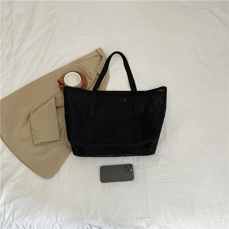 Mira | Große Strandtasche aus leichtem Mesh für Strand und Reisen
