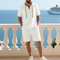 Portofino Coast™ Set Aus Baumwoll-Leinen Mit Moderner Kapuzenshirt in Weiß