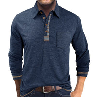 Bellford™ Langarm-Poloshirt Mit Raffiniertem Finish in Dunkelblau