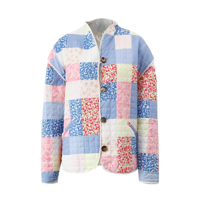 Harpij | Gewatteertes Patchwork-Jacke mit Blumen- und Gingham-Prints