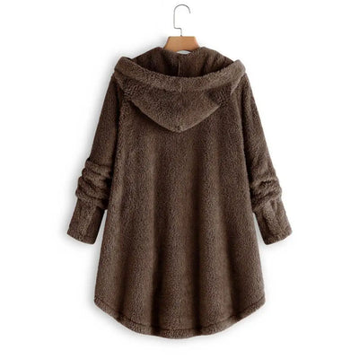 Stilvoller Sherpa-Hoodie mit Katzenohren-Kapuze für Damen | Ideal für den Winter