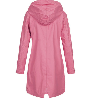 Stylische Regenjacke mit Knopfleiste und Reissverschluss sowie Kapuze für Damen | Ideal für den Winter