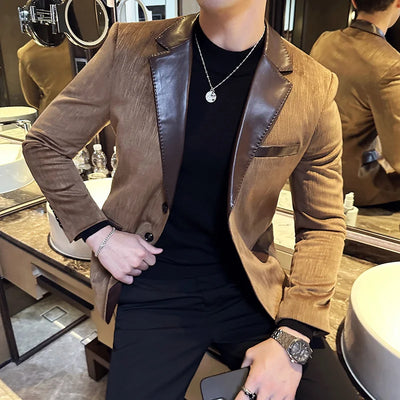 Oakl- Leder-Patchwork Colbert - Stilvoll und maskulin