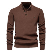 Konrad | Stilvoller Herrenpullover mit Knopfdesign in Braun