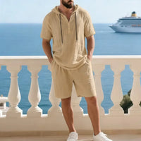 Portofino Coast™ Set Aus Baumwoll-Leinen Mit Moderner Kapuzenshirt in Khaki