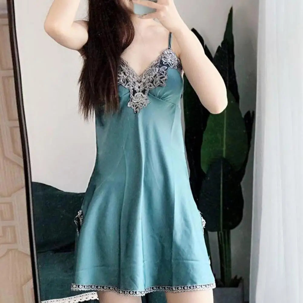 Raquel - Nachtwäsche 5 Stück Set mit Seidensatin Spitze Patchwork für Frauen
