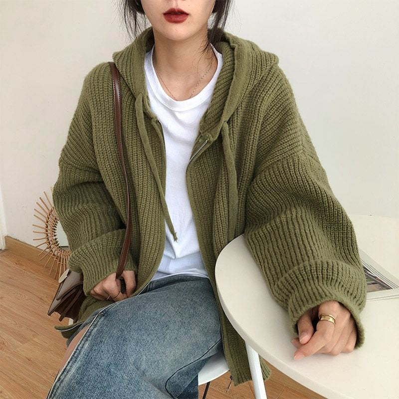 Ditte - Strickpulli mit Kapuze und Reißverschluss für Frauen