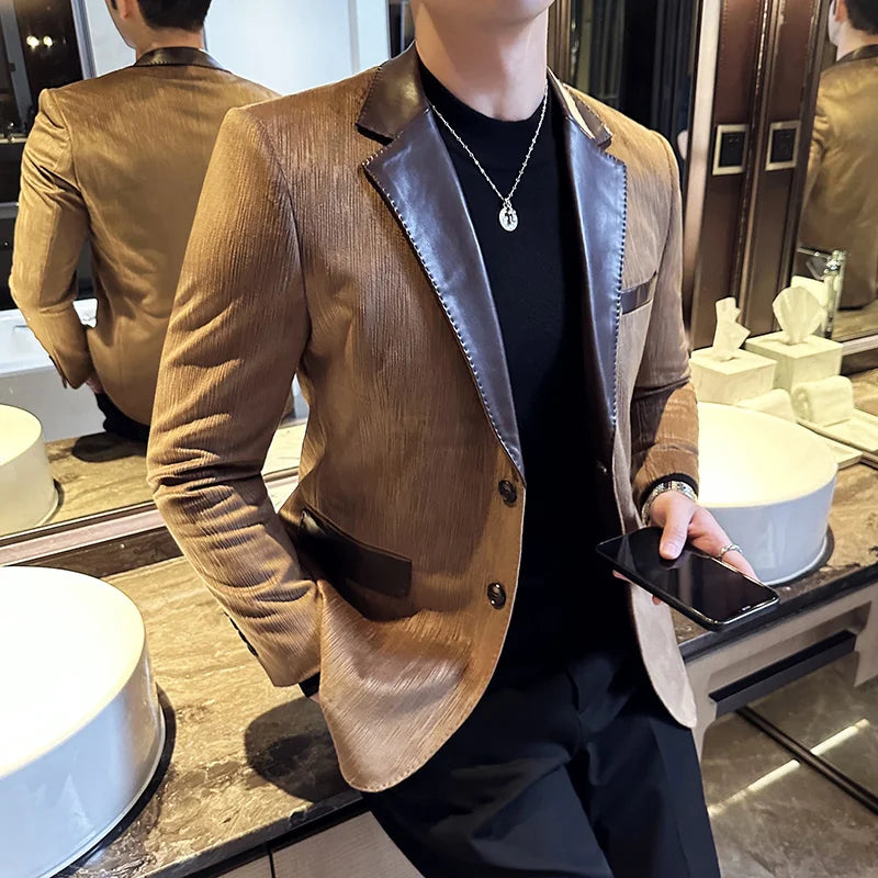 Oakl- Leder-Patchwork Colbert - Stilvoll und maskulin